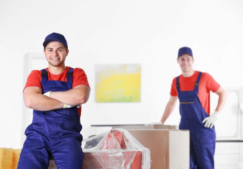 Office relocation planning in Scotland with moving equipment and boxes