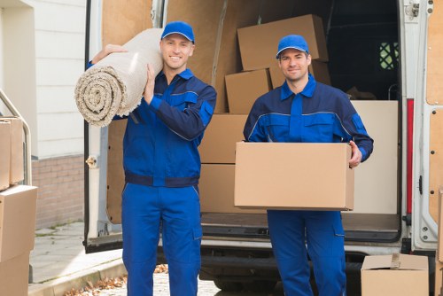 Moving truck in Scotland on a residential street