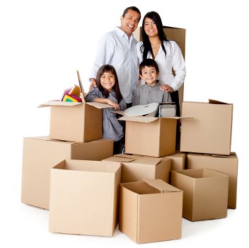 Newly moved-in flat with boxes and essential items arranged